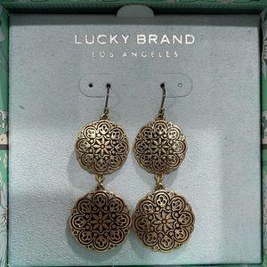 Lucky brand dangling mandala chrome earrings